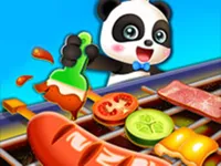 image Cute Panda Cooks Food